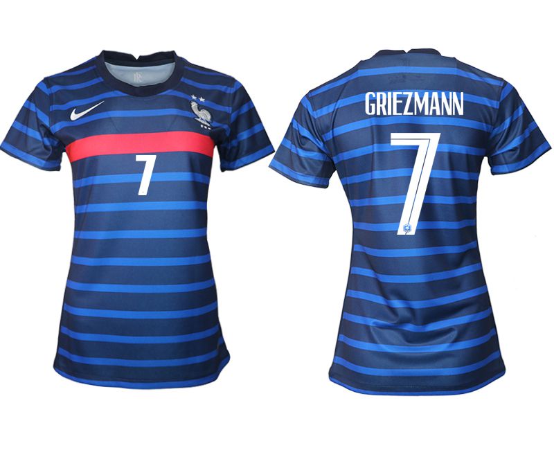Women 2021-2022 France home aaa version blue #7 Soccer Jerseys